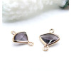 Pendentifs Forme Éventail 13 mm en Verre Facetté Violet – Laiton Doré à l'Or Fin 18K