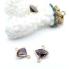 Pendentifs Forme Éventail 13 mm en Verre Facetté Violet – Laiton Doré à l'Or Fin 18K