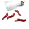 Pendentifs Charms Piment Émaillé Rouge 21 mm – Acier Inox 304 Doré à l'Or Fin 18K – Placage IONIQUE (IP)