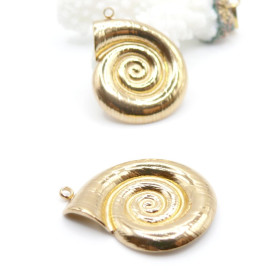 Pendentif Charm Coquillage 30 mm – Acier Inox 304 Doré à l'Or Fin 18K