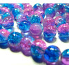 Perles de Verre Craquelées Bicolores Bleu et Rose 8 mm