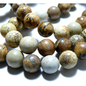 Perles Jaspe Paysage ronde 12mm