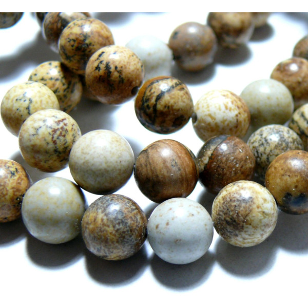 Perles Jaspe Paysage ronde 12mm