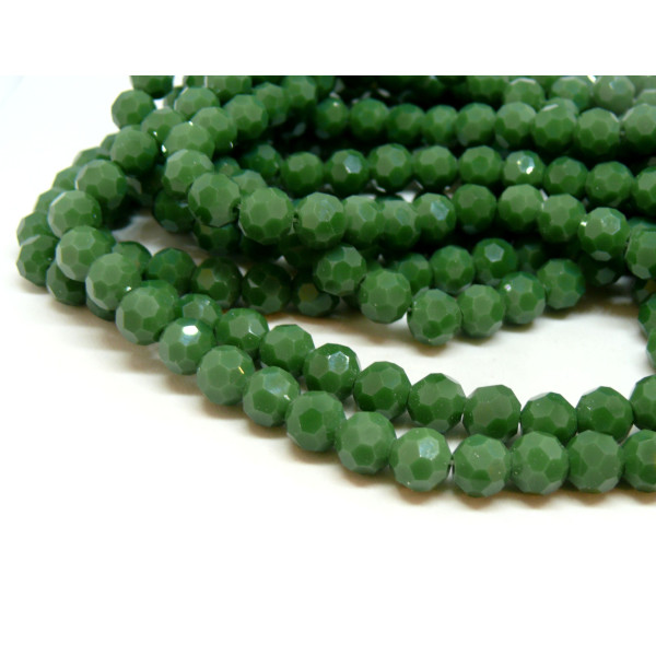 Perles à Facettes Rondes 8mm – Verre Vert Forêt