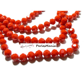 Perles rondes facettées verre 8mm ROUGE