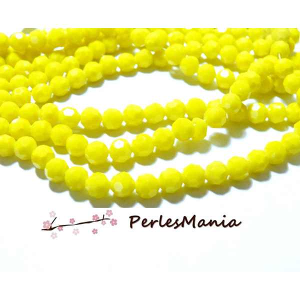 Perles rondes à facettes en verre 8mm Jaune
