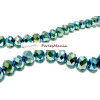 Perles Facettées Rondelles Verre Bleu Vert 8x10mm
