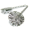 Barrettes Fleurs Plates 25 mm – Laiton Finition Argent Antique – Tige 55 mm