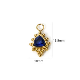 Pendentif Strass 15,5 mm – Acier Inox 304 Doré à l'Or Fin 18K – Placage IONIQUE (IP)