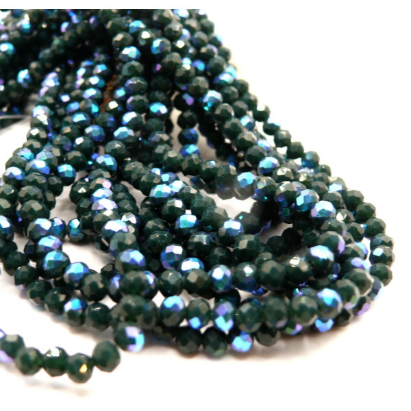 Perles à facettes, rondelles en verre 4x3mm, coloris L12