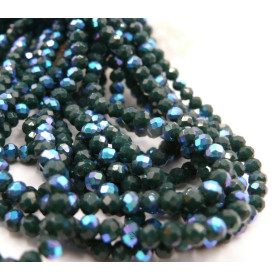 Perles à facettes, rondelles en verre 4x3mm, coloris L12