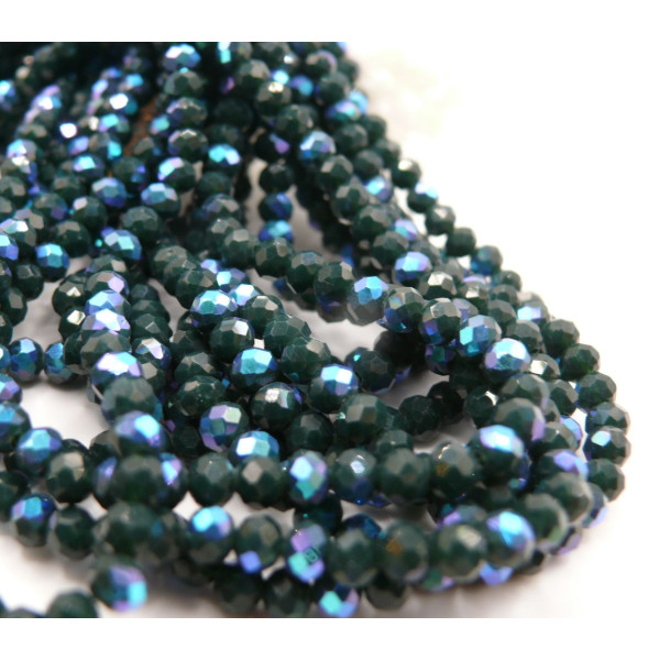 Perles à facettes, rondelles en verre 4x3mm, coloris L12