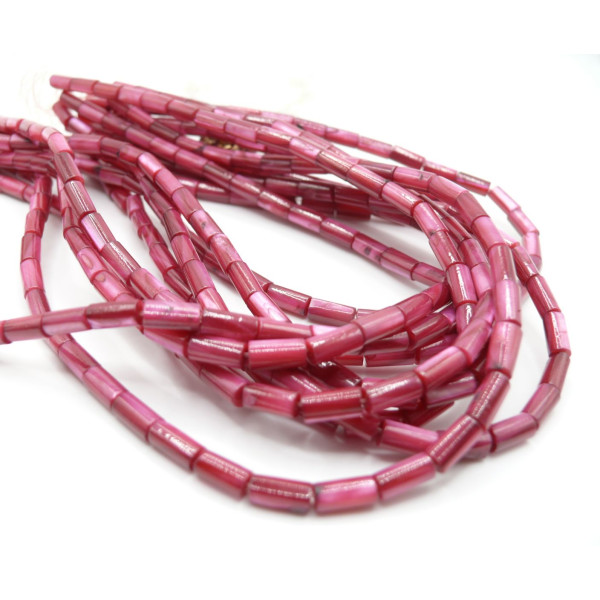 Perles Colonne 8 × 4 mm en Nacre – Rose Fuchsia