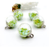 PS11102435 – Lot de10 Pendentifs charms Globe Bulle Verre Étoile Vert Pastel Socle Argent