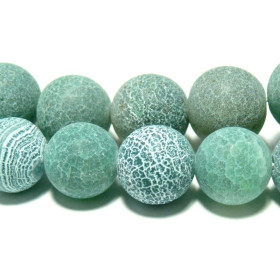 Perles Agate Craquelé 8mm Effet Givre Vert d'Eau Coloris 08