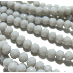 H166402B – 2 fils  Perles rondes à facettes en verre 4mm Gris
