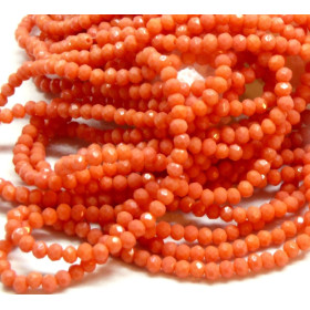 Perles rondelles verre facetté 3x2mm Orange Corail A03