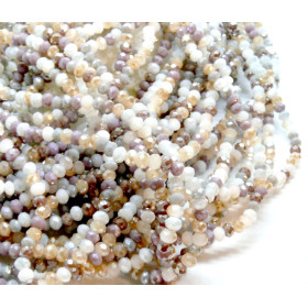 H11T02013B – Lot de 1 ou 2 Fils d’environ 180 Perles Rondelles Verre Facettée 3x2mm Multicolores Pastel Irisé Couleur 01
