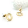 Boucles d’oreilles Puce Cercle Strié 13mm avec trou d'attache – Acier Inoxydable Doré à l'or fin 24K