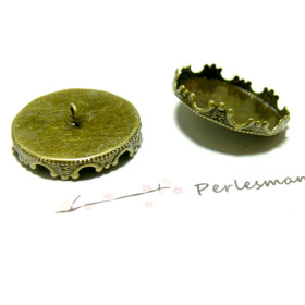 Supports de Boutons à Coudre 20mm Couronne – Laiton Finition Bronze