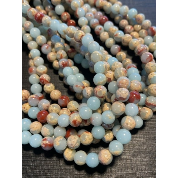 Perles ronde 8mm Jaspe Aqua Terra