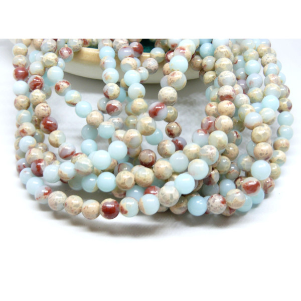 Perles ronde 8mm Jaspe Aqua Terra