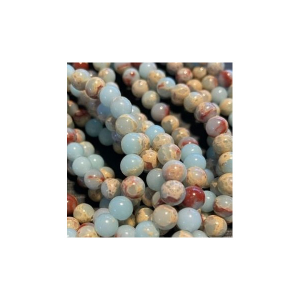 Perles Rondes 10mm – Jaspe Aqua Terra reconstitué