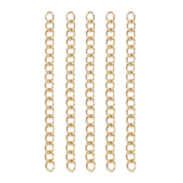 Chaînettes d'Extension 4 cm – Acier Inox 304 Doré à l'Or Fin 18K – Placage IONIQUE (IP)