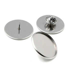 Supports de Broche Pins 25mm – Laiton Argent Platine Rhodié