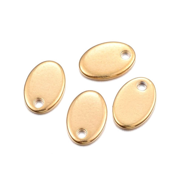 Pendentifs Médaillon Ovale 9mm – Acier Inoxydable 304 Doré à l'or fin 18K, IONIQUE