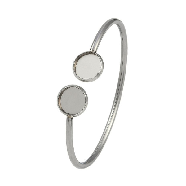 Support de Bracelet Jonc Double Cabochon 8 mm – Acier Inox 304 Argenté