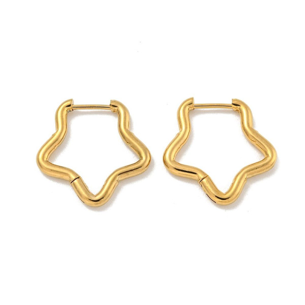 Créoles Forme Étoile 23 mm – Épaisseur 2,5 mm – Acier Inox 304 Doré