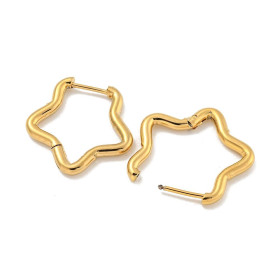 Créoles Forme Étoile 23 mm – Épaisseur 2,5 mm – Acier Inox 304 Doré