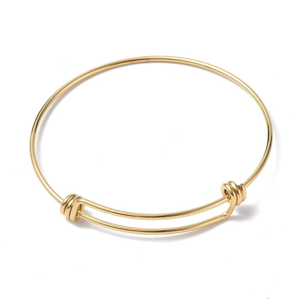 Support de Bracelet Jonc  – Acier Inox 304 Doré à l'Or Fin 18K – Placage IONIQUE (IP)