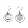 Supports de Boucles d'Oreilles Crochets Carrés pour Cabochons Ronds 12 mm – Acier Inoxydable Argent Platine