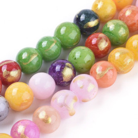 Perles Jade Mashan Multicolores mordoré 10mm