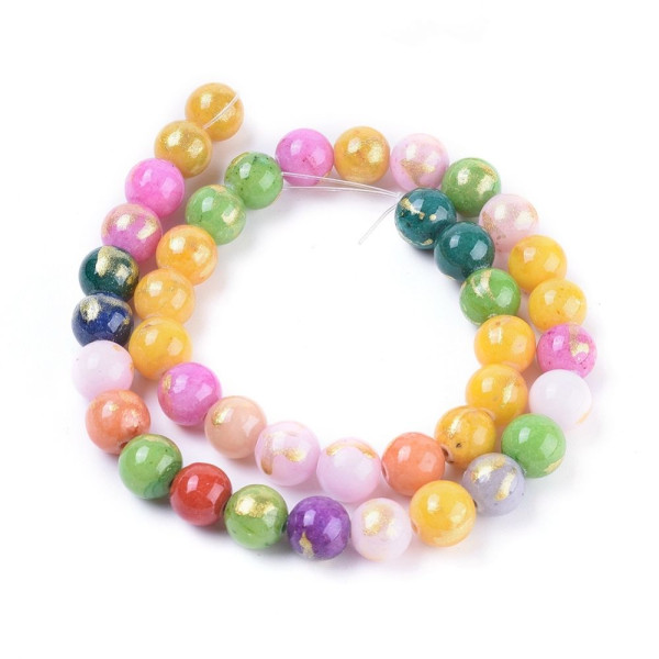 Perles Jade Mashan Multicolores mordoré 10mm