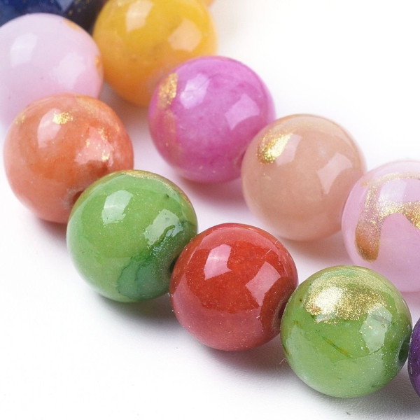 Perles Jade Mashan Multicolores mordoré 10mm