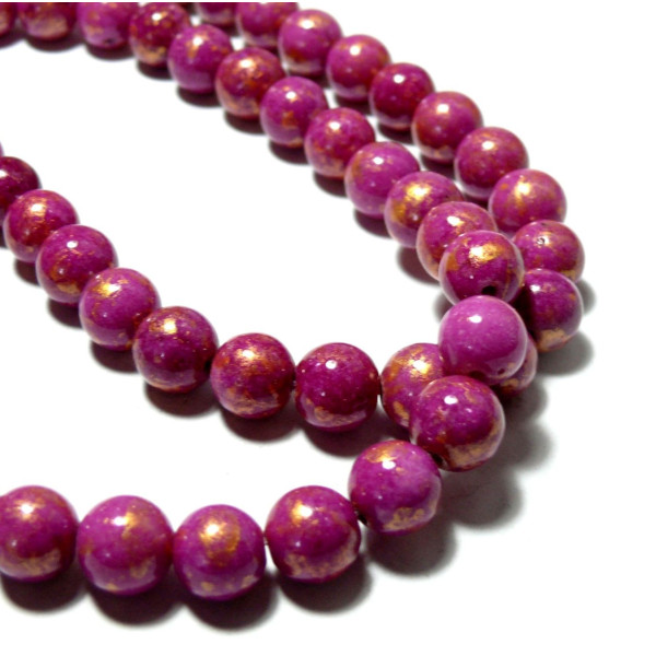 Perles Jade Mashan Rose Orchidée mordoré 4mm