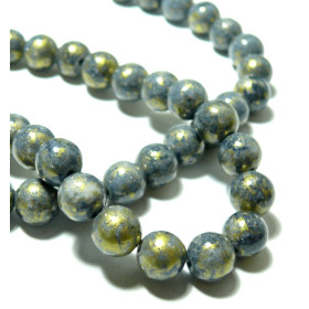 Perles Jade Mashan Rondes 6mm – Gris mordoré