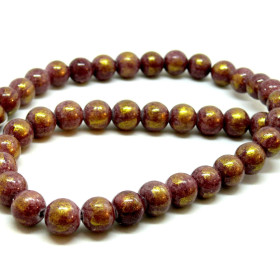 Perles Jade Mashan Grenat mordoré 8mm