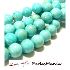 Perles Jade Mashan Bleu Ciel mordoré 4mm