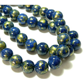 Perles rondes Jade Mashan Bleu Nuit mordoré 10mm