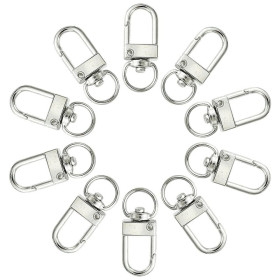 Grands Mousquetons Porte-Clés 32mm – Métal Argent Platine