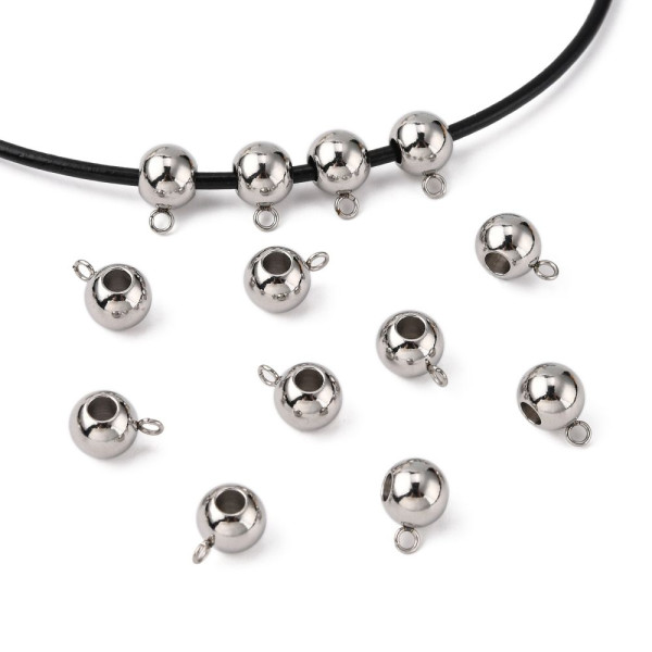 Bélières Rondes Attache Pendentif 8 mm – Acier Inox 304 Argenté