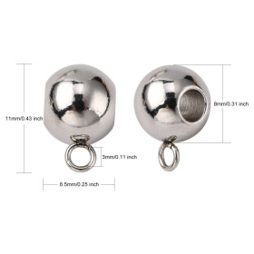 Bélières Rondes Attache Pendentif 8 mm – Acier Inox 304 Argenté
