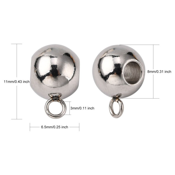 Bélières Rondes Attache Pendentif 8 mm – Acier Inox 304 Argenté