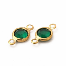 Pendentifs charms Connecteurs 12,5 mm en Verre Facetté – Acier Inox 304 Doré  18K, IONIQUE
