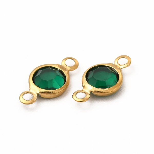 Pendentifs charms Connecteurs 12,5 mm en Verre Facetté – Acier Inox 304 Doré  18K, IONIQUE