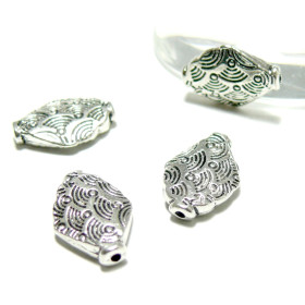 Perles Intercalaires Losange Vague Métal Argent Antique